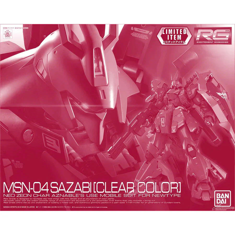Bandai RG 1/144 Sazabi (Clear Color) Model Kit